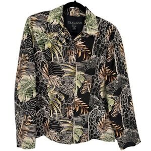 SILKLAND Pure Silk Safari Animal Print Lightweight Jacket Blazer‎ Size 8 Career